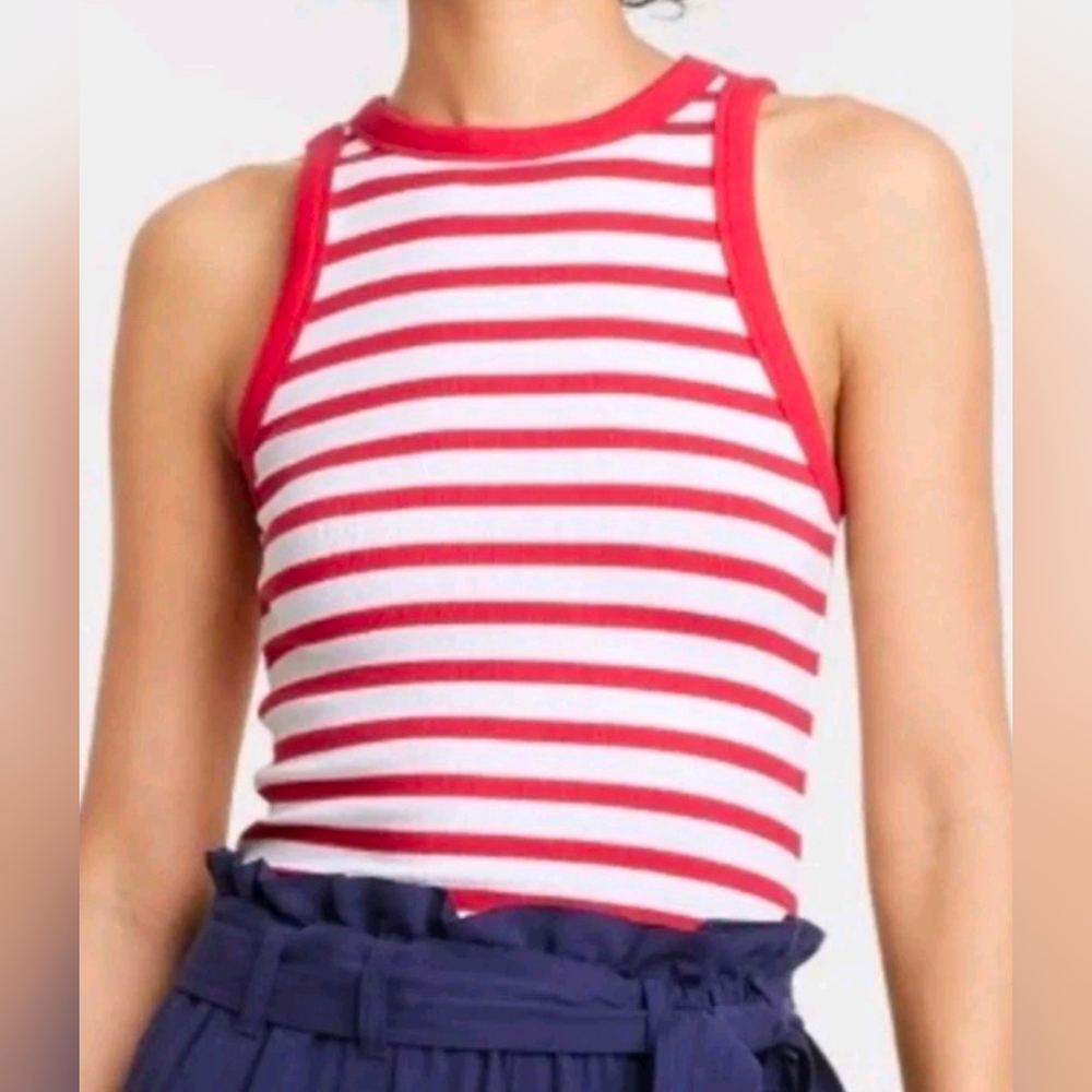 NWT A New Day Red and White Striped Tank Top Ribbed Large X-Large XX-Large